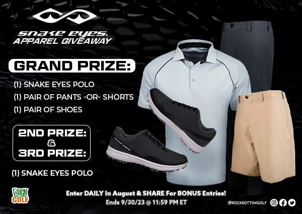 Enter to Win Rock Bottom Golf's Snake Eyes Golf Giveaway - Enter Daily + Share To Earn Bonus Entries!