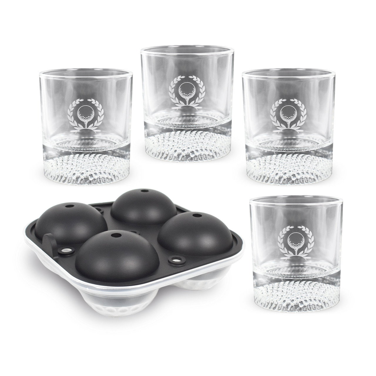 Izzo Golf Ball Rocks Glass-Cube Set (4-Pack)