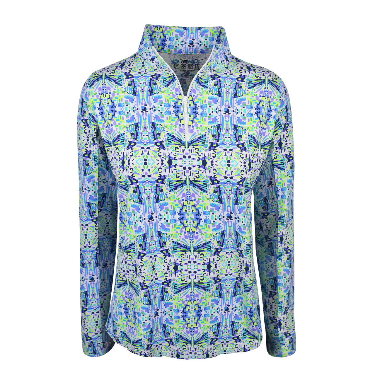 Ladies IBKUL Golf Ridley Print Long Sleeve Mock Neck Top |  RockBottomGolf.com