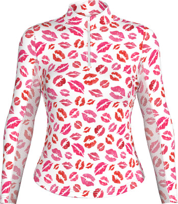 IBKUL Golf Ladies Limited Edition Kiss Me Kate Long Sleeve Zip Mock - Image 1