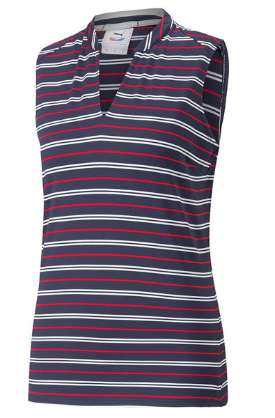 Puma Golf Ladies Volition Striped Sleeveless Polo - Image 1