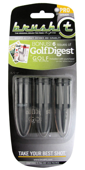 Brush-T Driver Size Golf Tees 3-Pack (Black) - Image 1