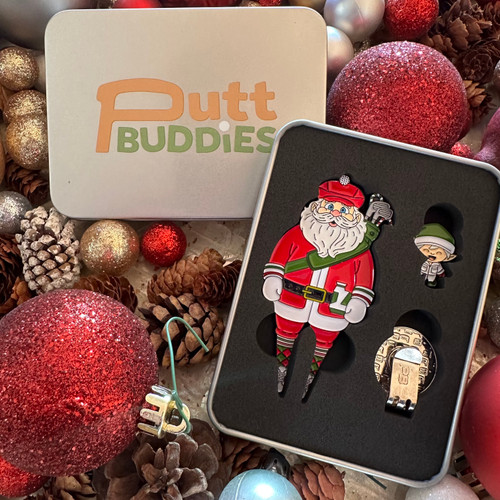 PuttBuddies Golf Santa Divot Tool With Caddy Elf Ball Marker - Image 1