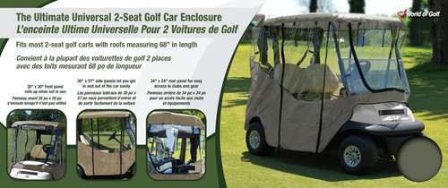 Jef World Of Golf Ultimate Universal 2-Seat Golf Car Enclosure - Image 1