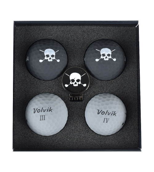 Volvik Vivid Skull Edition 3.0 Golf Balls with Hat Clip Ball Marker - Image 1