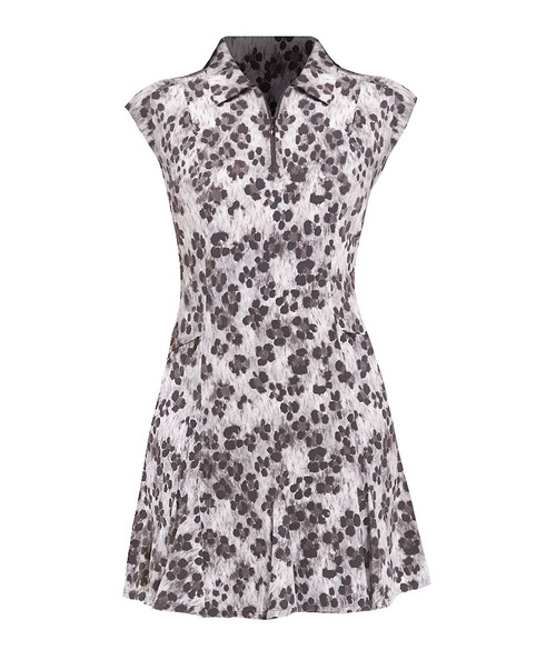 IBKUL Golf Ladies Leopard Sleeveless Polo Dress - Image 1