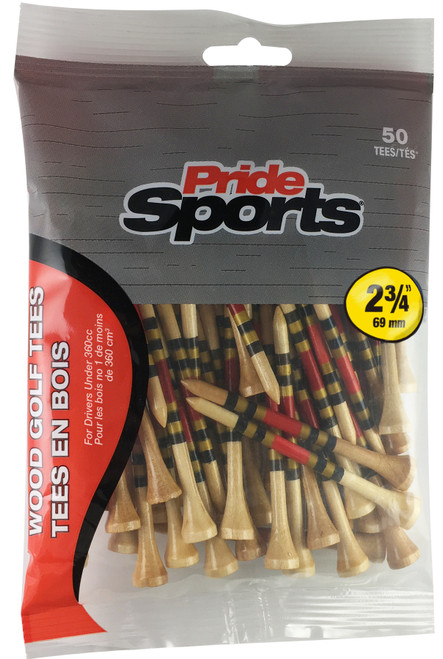 PrideSports Golf 2 3/4" Striped Wood Tees (50 Pack) - Image 1