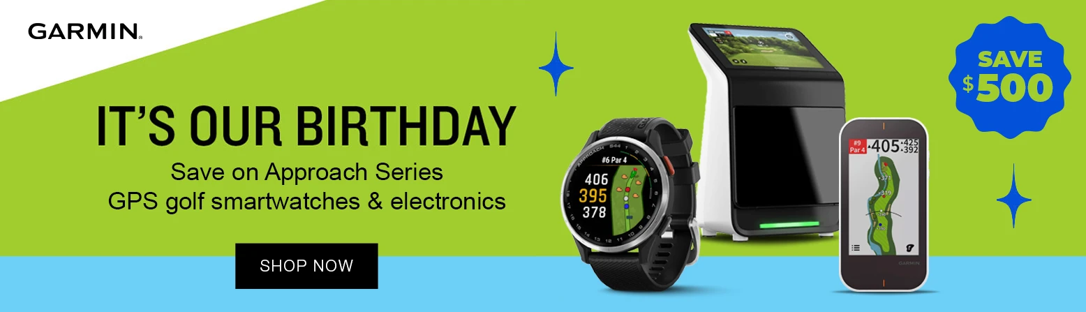 INSTANT SAVINGS on Garmin Electronics at Rock Bottom Golf brand page - desktop image