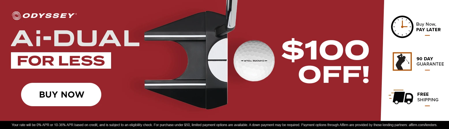 INSTANT SAVINGS on Odyssey Golf Putters and More at Rock Bottom Golf brand page - desktop image