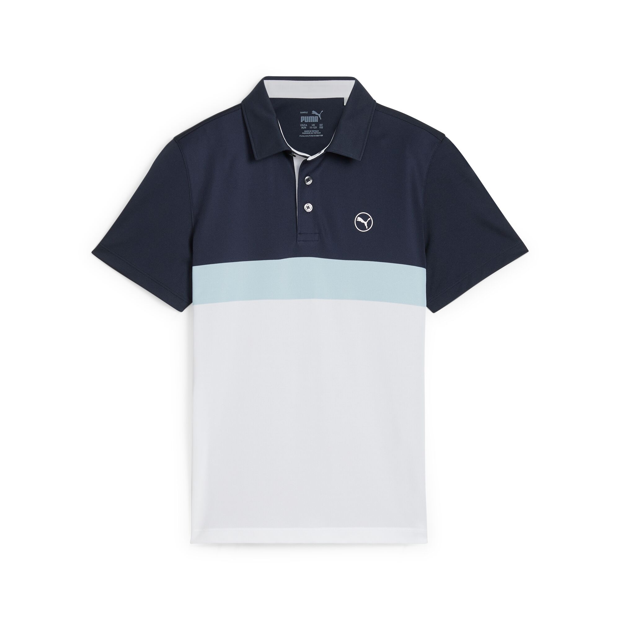 Puma Golf Junior Boys Colorblock Polo Deep Navy/White Glow Large