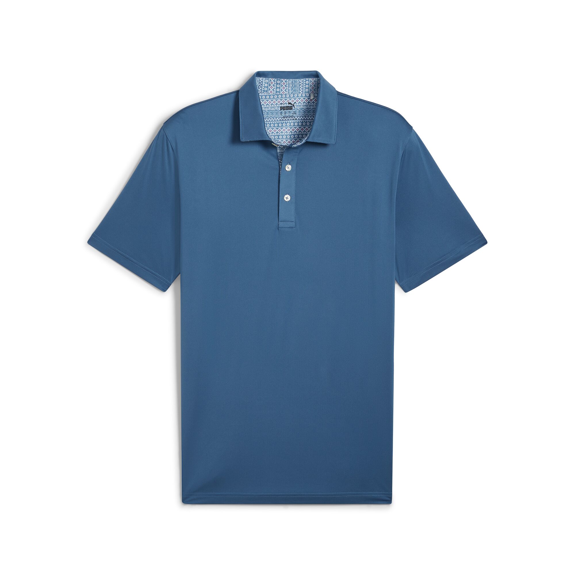 Puma Golf Fair Isle Trim Polo Blue Horizon Small