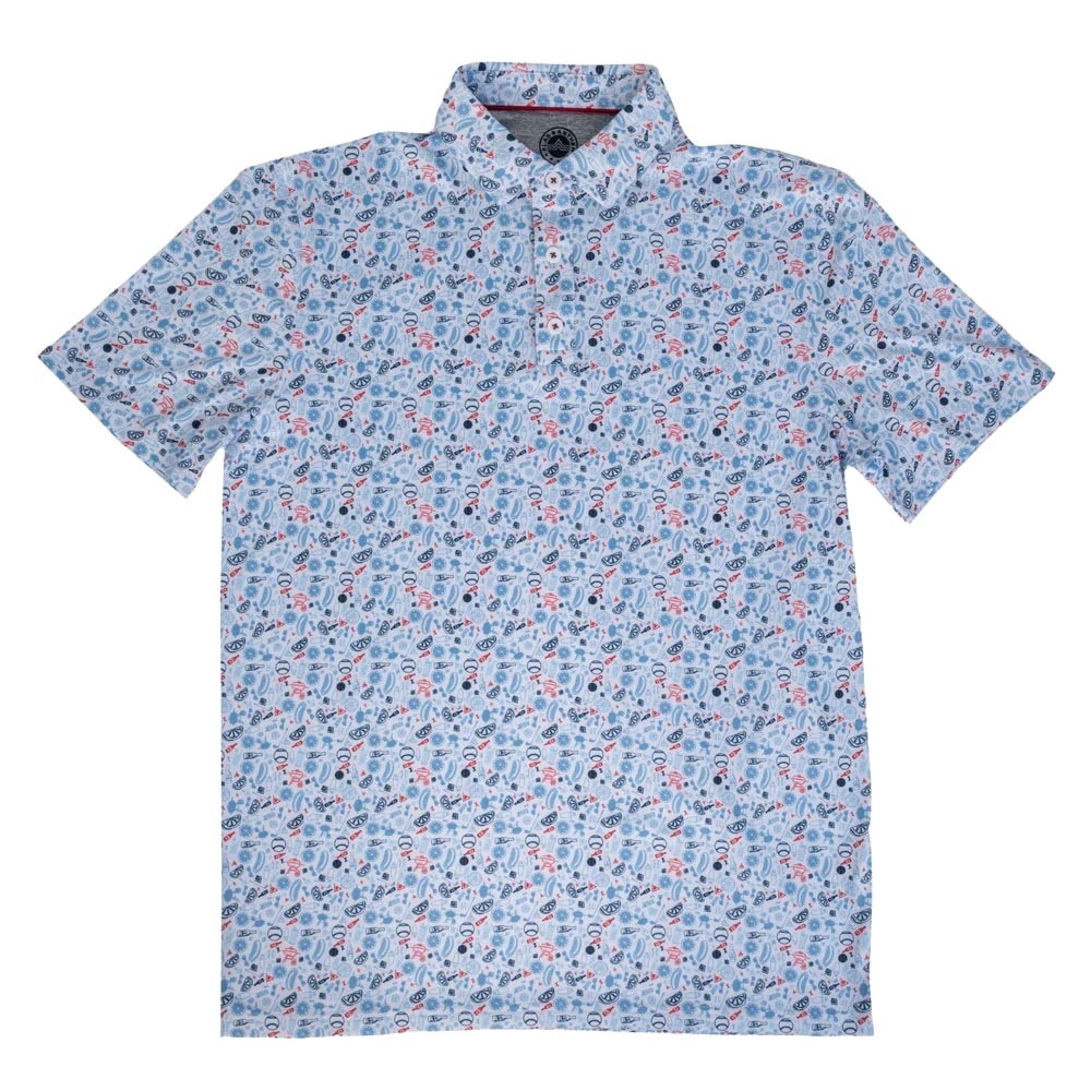 Flag & Anthem Golf Chester Americana Summer BBQ Print Performance Polo