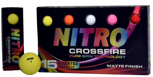 Nitro Crossfire Matte Golf Balls [15-Ball] LOGO ONLY | RockBottomGolf.com