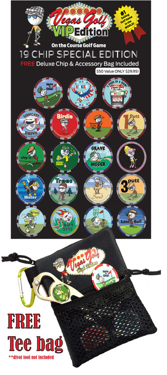 Vegas Golf On The Course Golf Game 19 Chip Edition w/ Deluxe Tee