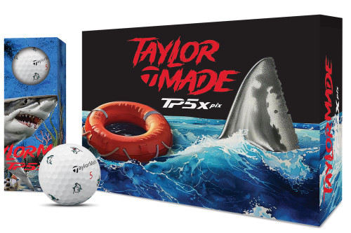 TaylorMade TP5x Pix Hot Shot Shark Golf Balls | RockBottomGolf.com
