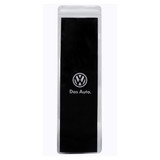 A black charging cable with a rectangular design, packaged in a clear plastic sleeve. Features a logo.