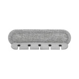 A grey Cabledock Eco Cable Organiser with multiple slots for tidy cable management. Features branding.