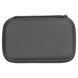 A black zippered case with a smooth surface, featuring a zipper closure and a sturdy design.