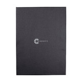 A black box featuring a logo, likely containing an umbrella and tumbler gift set.