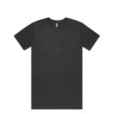 A dark grey T-shirt with a simple design and a logo on the label.