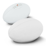 AFL Ball Pro featuring a white leather finish, with a textured surface and detailing on one side.