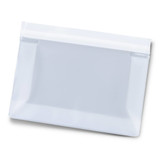 A clear reusable pouch with a zip seal at the top, suitable for various storage needs.