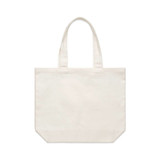 A plain cream-coloured shoulder tote bag featuring two handles and a simple design. It includes a logo.