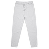 Light grey track pants with an elasticated waistband and cuffs, featuring a drawstring and a small logo.