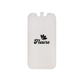 A white Cooler Brick with a logo, designed to fit inside cooler bags.