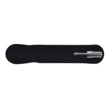 A metal Napier Pen displayed on a black felt base.
