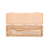 A Ramen Cutlery Set featuring a spoon, fork, and a cleaning brush, all housed in a compact case.