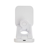 A white Spartan 3-in-1 wireless charger with a sleek design and a circular charging area.