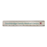 A 30cm wheatstraw ruler featuring a logo and measurements in a light beige colour.