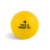 A yellow Hi Bounce Ball with a logo, designed for fun and games activities.