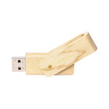 A bamboo swivel flash drive with a wooden finish, featuring a USB connector and a swivel mechanism.