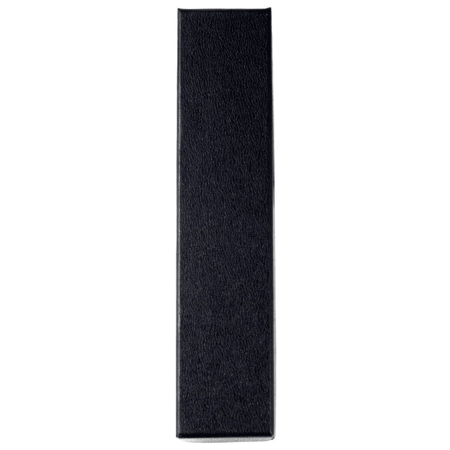 A single pen box in black with a textured finish. It includes a logo on the surface.
