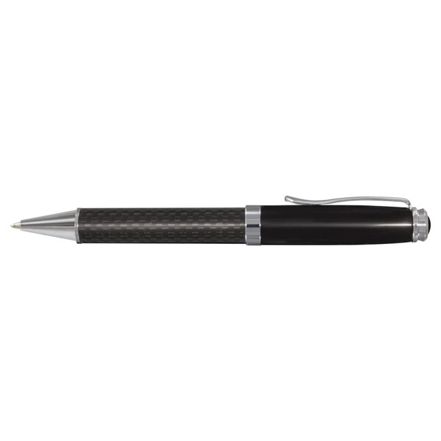 A Statesman Ball Pen with a sleek design featuring a black carbon fiber finish and metallic accents.