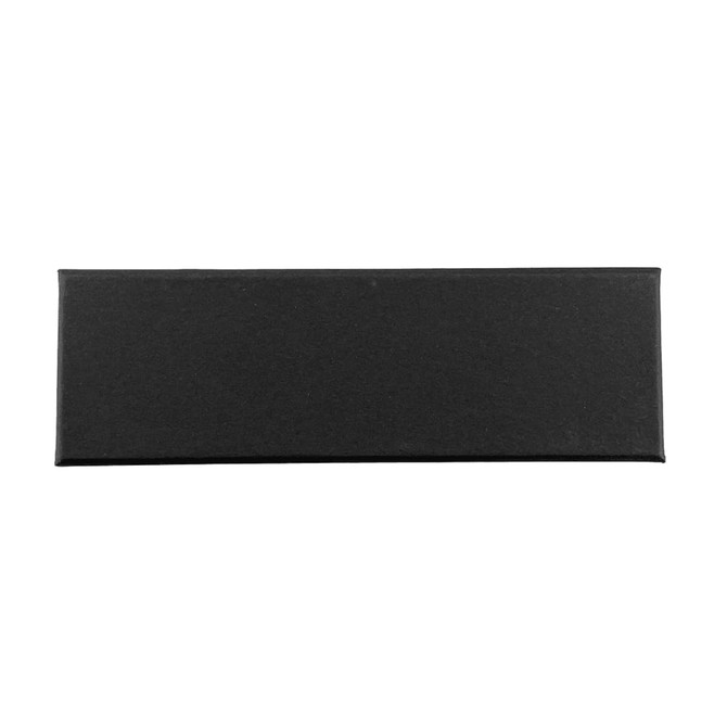 A black cardboard box designed to hold two pens, featuring a simple, sleek design.