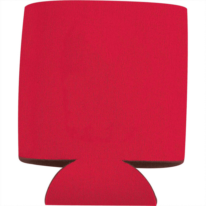 A collapsible red can insulator for 350ml drinks, featuring a simple design and a branding logo.