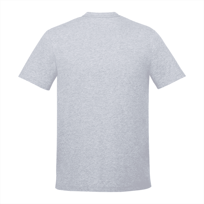 A grey short sleeve t-shirt for men, featuring a simple design and a logo.