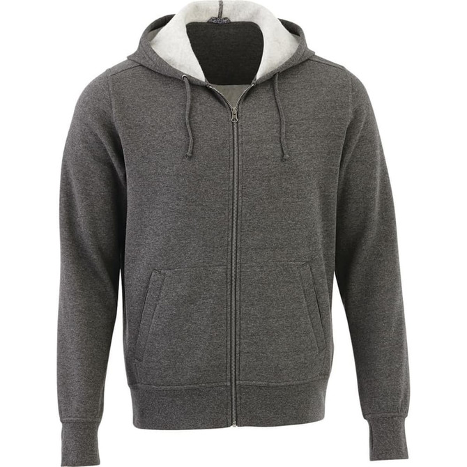 A men's Cypress fleece zip hoody in grey with a contrasting inner lining and a front zip. Features a logo and two pockets.