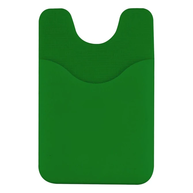 A green Smart Wallet designed to hold cards, featuring two pockets and a sleek, minimal design.