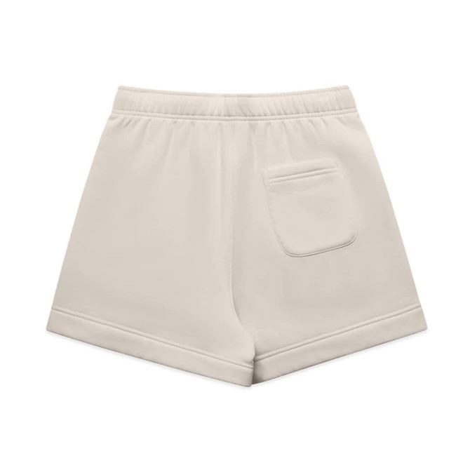 Relaxed track shorts in a light beige colour with a back pocket and an elastic waistband. Features a branding logo.