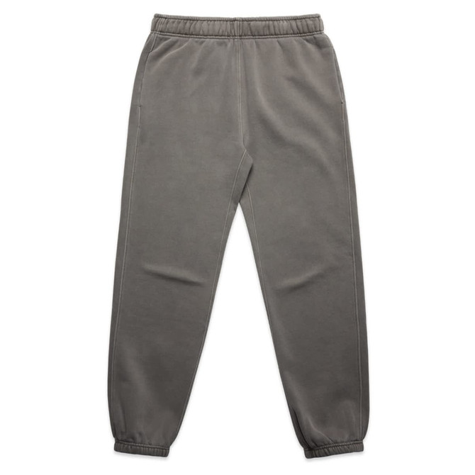 Faded track pants in a muted grey colour, featuring an elastic waistband and cuffs. Includes a logo.