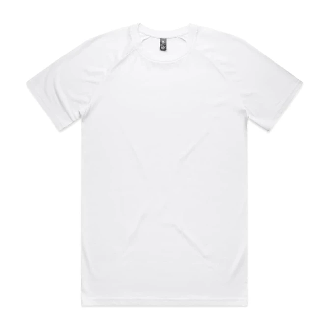 A white Staple Raglan Tee featuring a classic T-shirt design with raglan sleeves and a logo on the label.