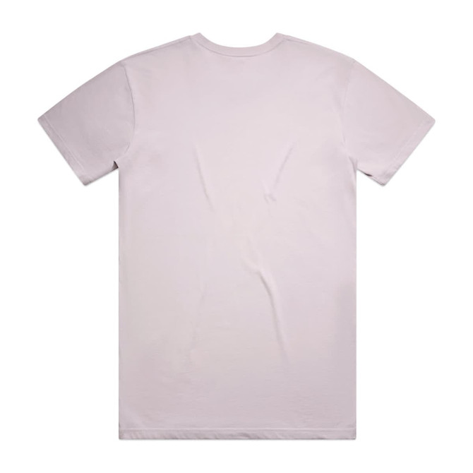 A plain light pink T-shirt with a back view. It features short sleeves and a casual fit.