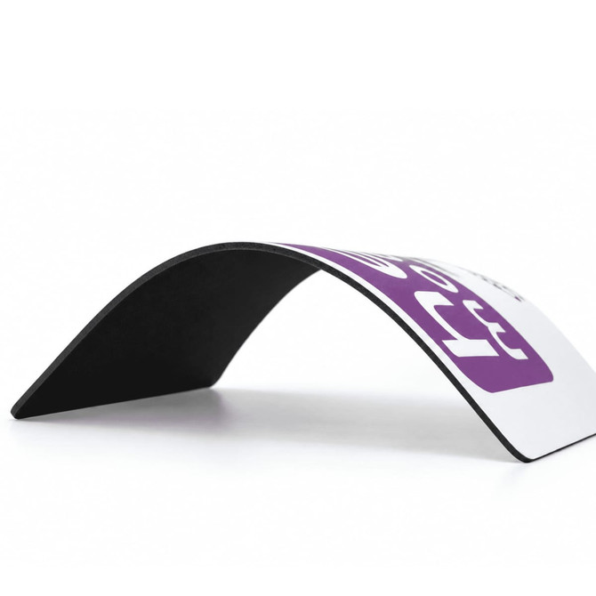 A mouse mat featuring a design with military graphics and scenes, with a dark border and a logo.
