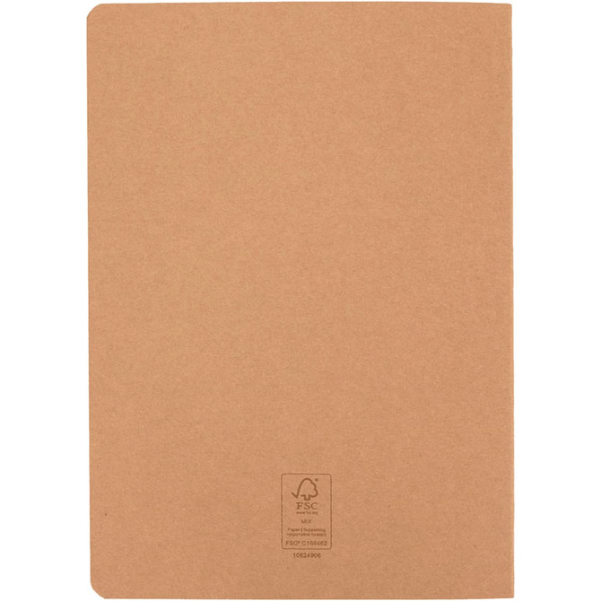 A tan A5 cahier planner with a smooth finish and a logo on the bottom corner.