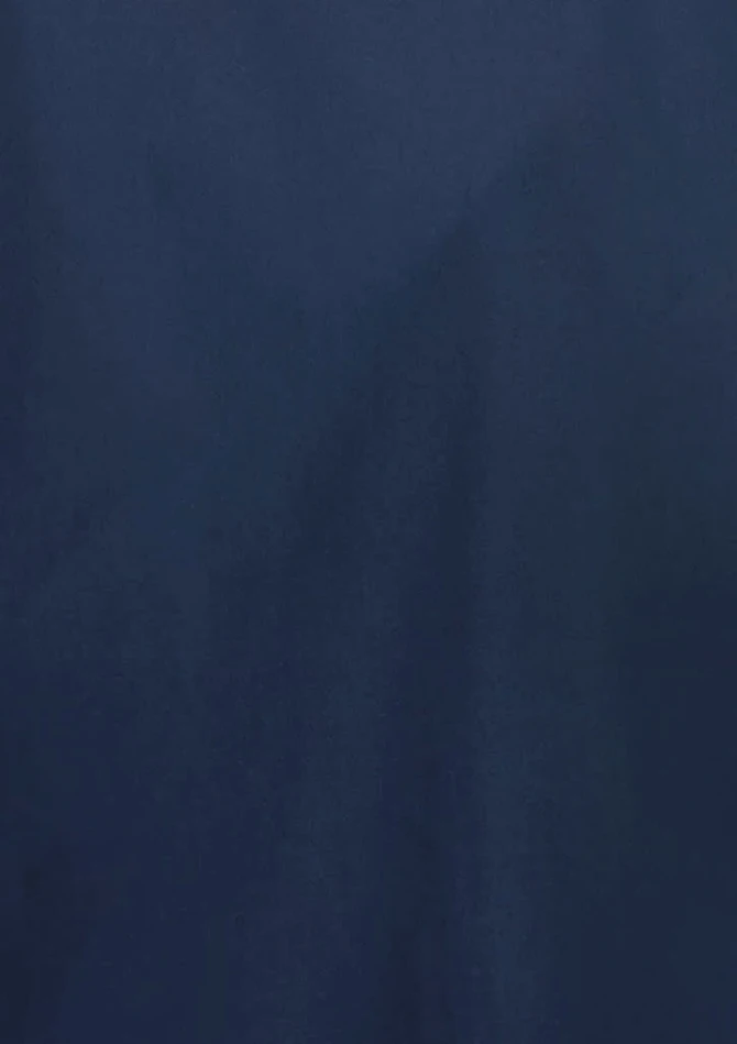 A navy blue 3/4 sleeve shirt, featuring a simple design and a logo on the fabric.