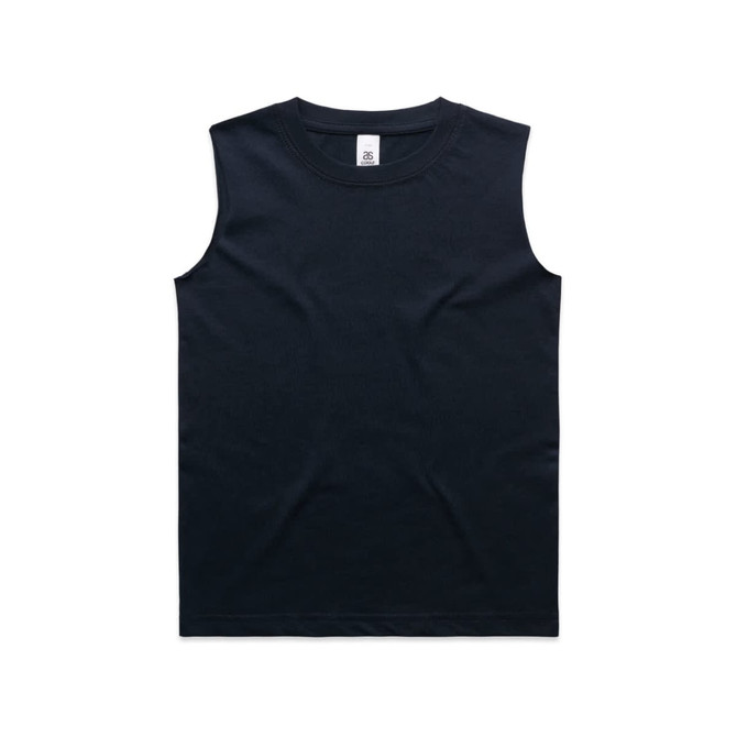 A black kids' tank top with a sleeveless design and a tag inside. It has a simple, plain appearance.